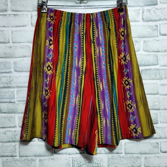 Vintage 90s Maggie Sweet Womens M‎ Bright Navajo Stripe Shorts Colorful Flowy